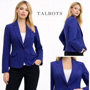 Talbots Wool Blazer Jacket Tailored Cobalt Blue Career Classic Size 4
